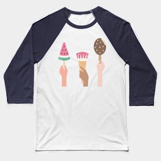 People with differente skin colors holding ice cream Baseball T-Shirt